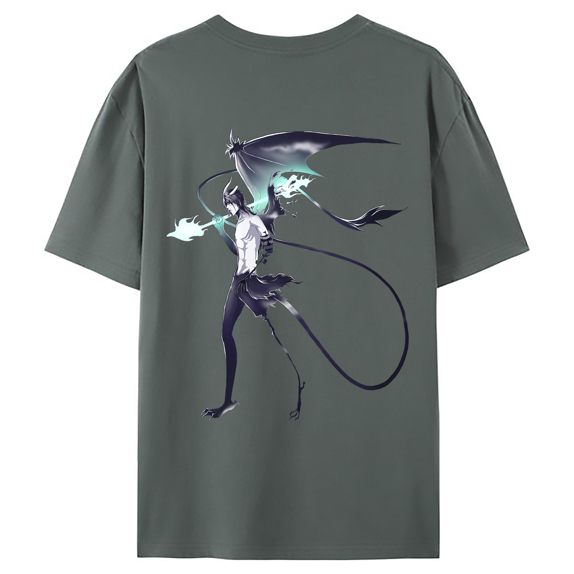 （画像用） ブリーチ ウルキオラ·シファー BLEACH Ulquiorra cifer 綿100％ メンズ半袖Tシャツ（バックプリント） 通気性